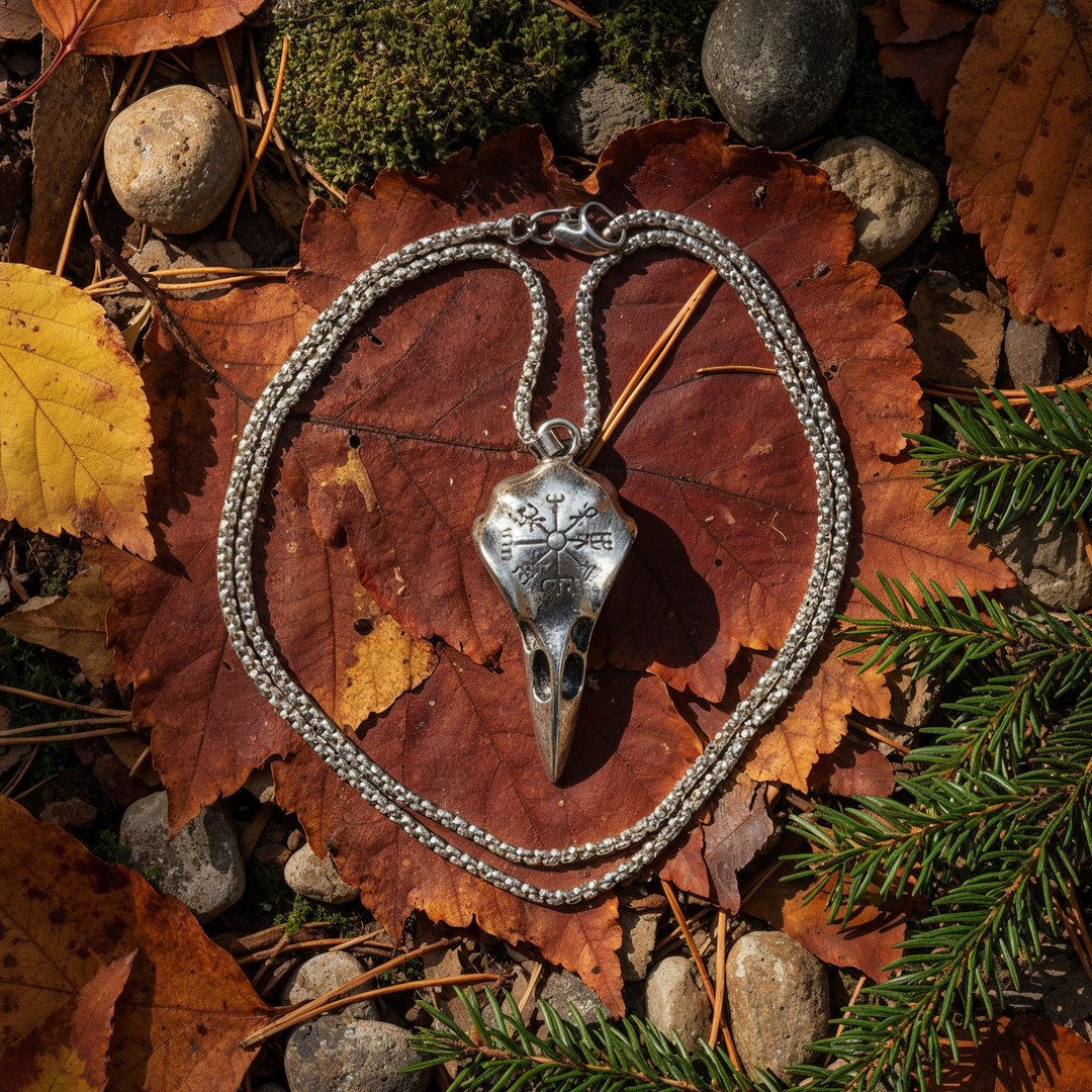 Raben-Schädelkette "Nordische Weisheit"