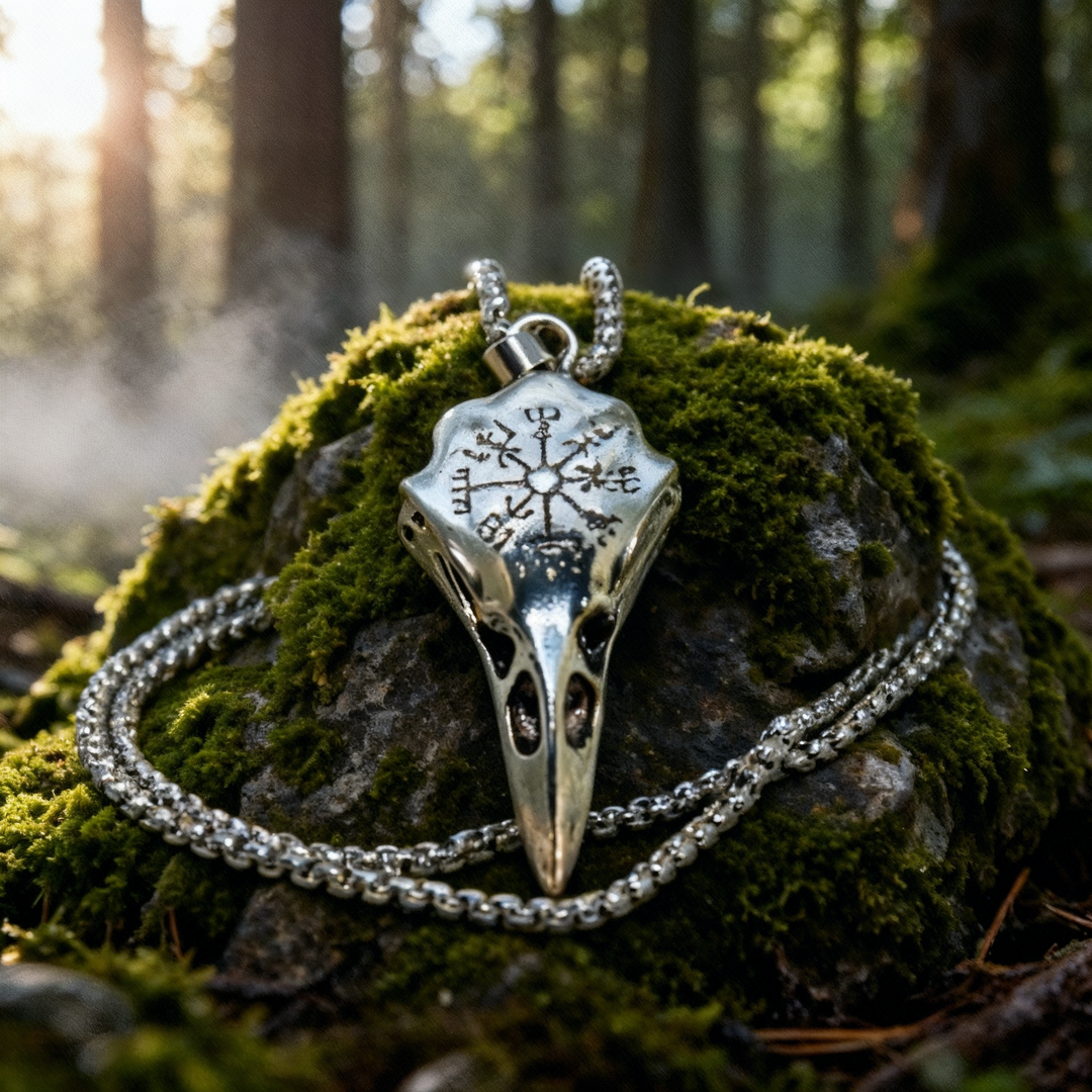 Raben-Schädelkette "Nordische Weisheit"