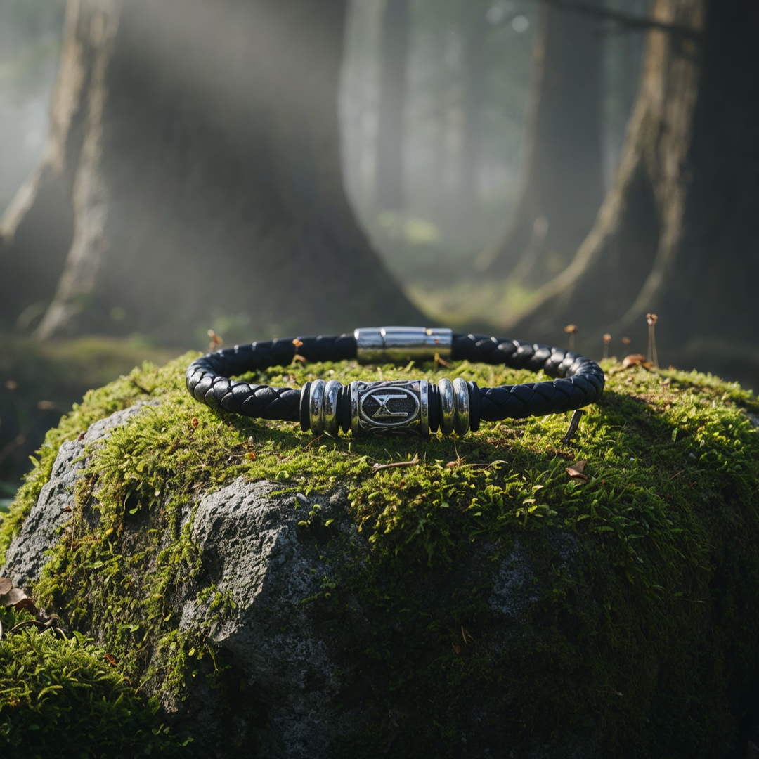 Mannaz Lederarmband - Menschlichkeit und Verbundenheit