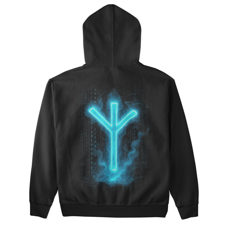 ALGIZ Rune Blaues Feuer   - Unisex Hoodie