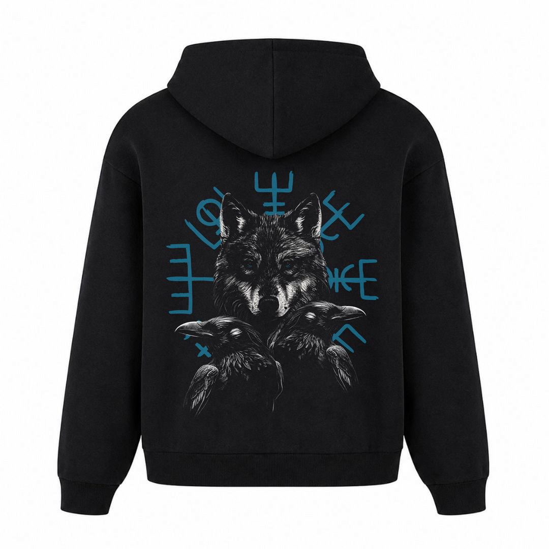 Wolf Raben - Premium Hoodie Unisex Oversized Hoodie - Schwarz