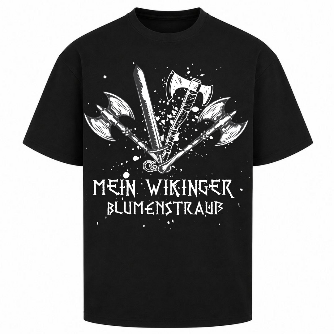 Mein WIkingerblumenstrauß - Oversized Shirt - Schwarz