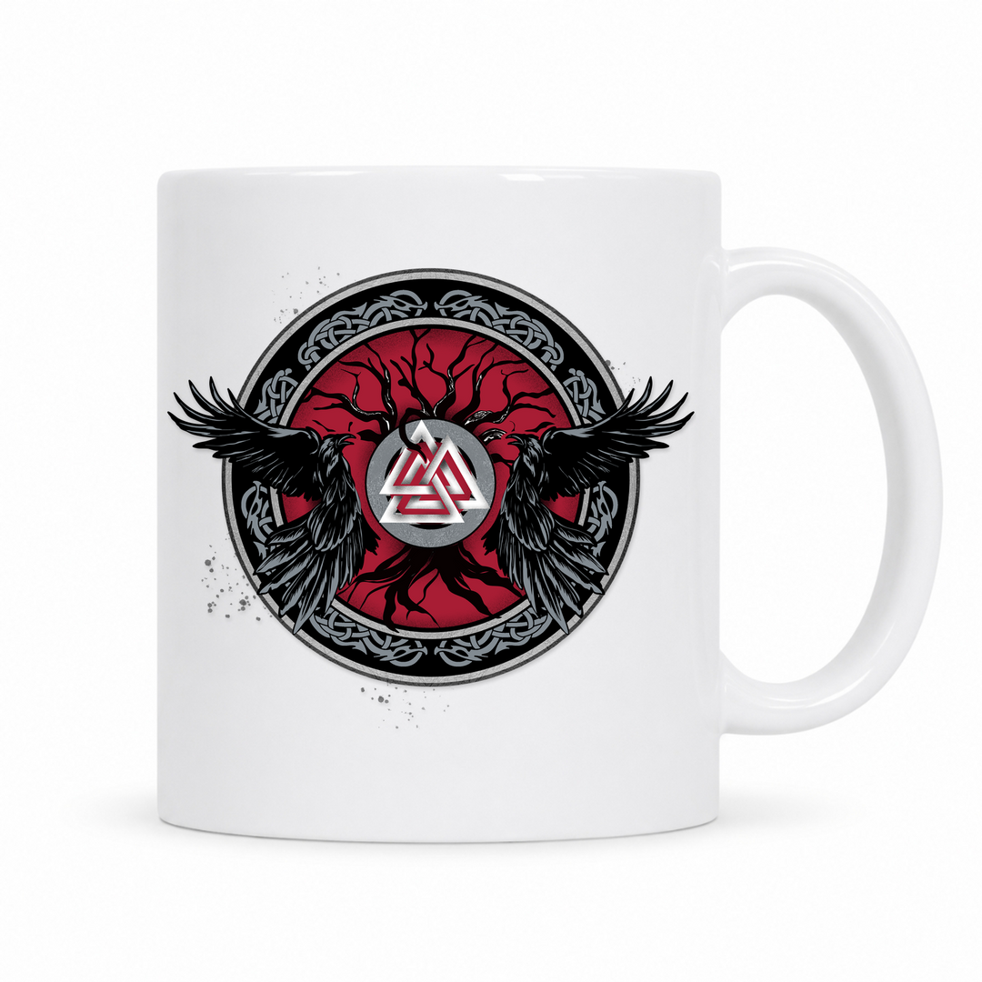 Raben Valknut - Keramiktasse - weiß