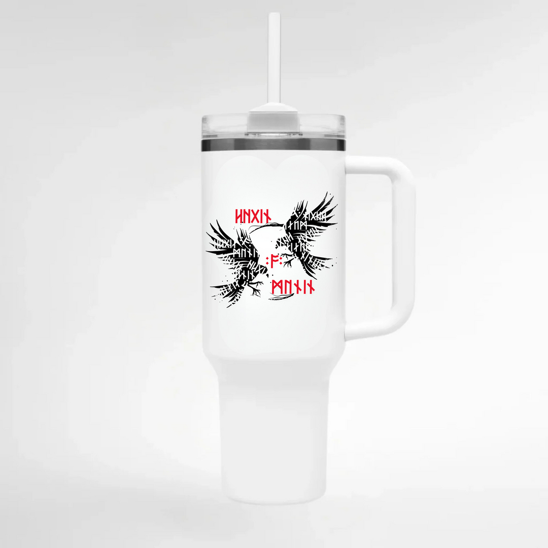 Munin & Hugin - Keramiktasse THERMO CUP - WEIß - Weiß