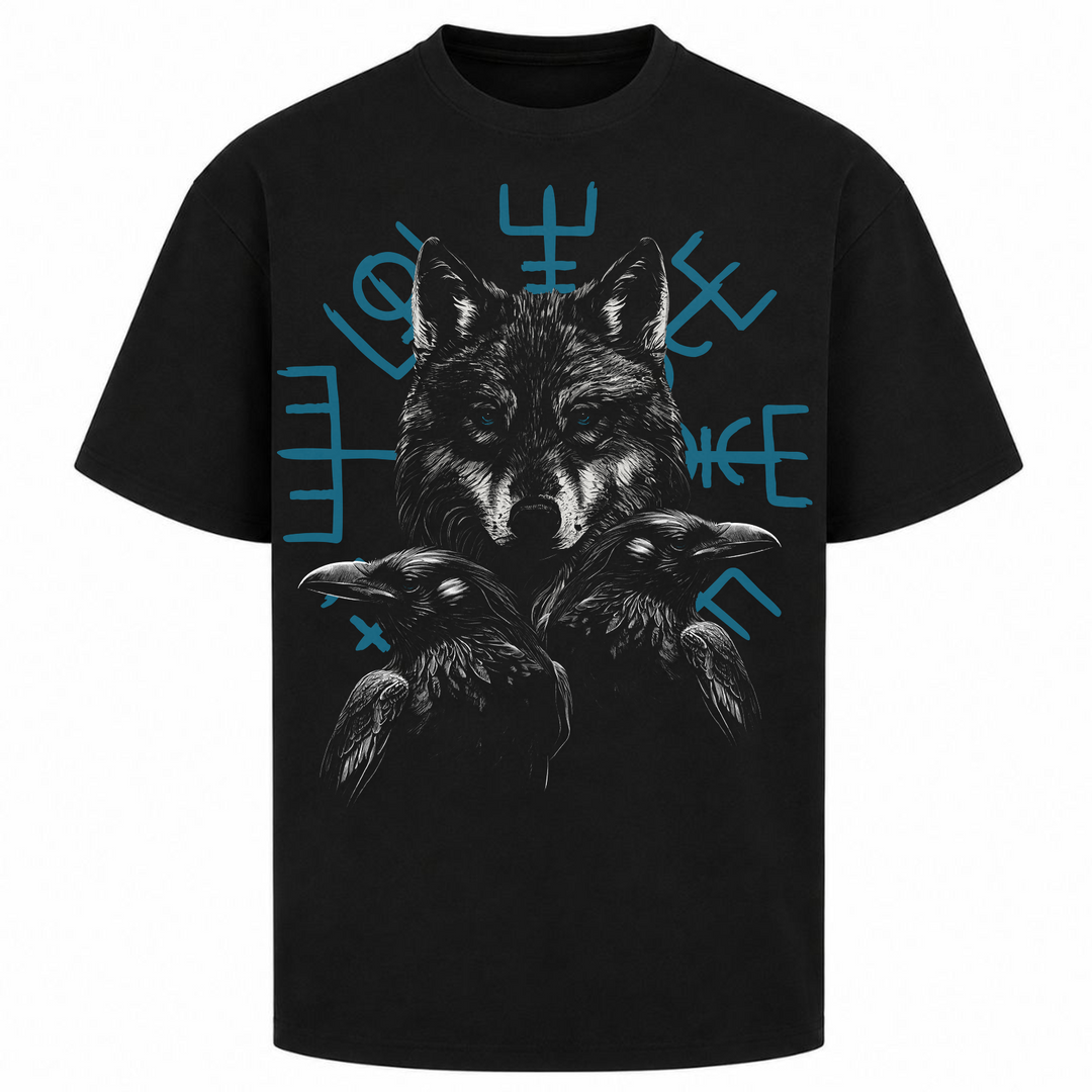 Fenrir Hugin Munin - Oversized Shirt - Schwarz