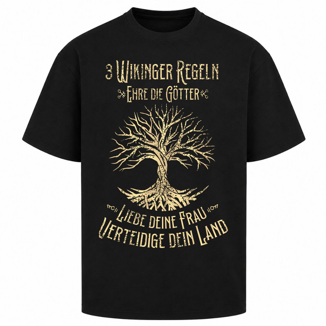 3 Wikinger Regeln - Oversized Shirt - Schwarz