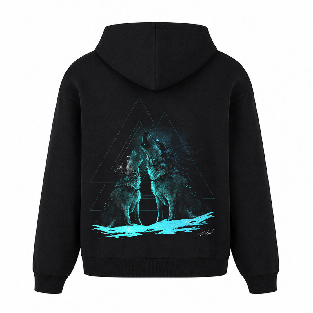 Valknut Wölfe - Premium Hoodie Unisex Oversized Hoodie - Schwarz