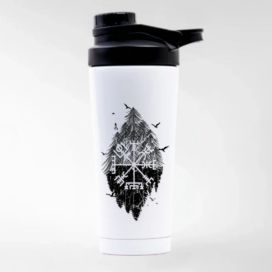 Wikingerkompass - Keramiktasse EDELSTAHL SHAKER - weiß mit Sublimationsdruck - Weiß
