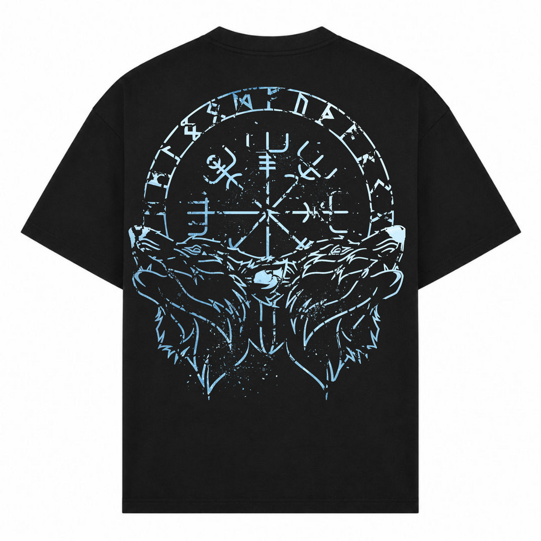 Nordic Wolf - Oversized Shirt - Schwarz