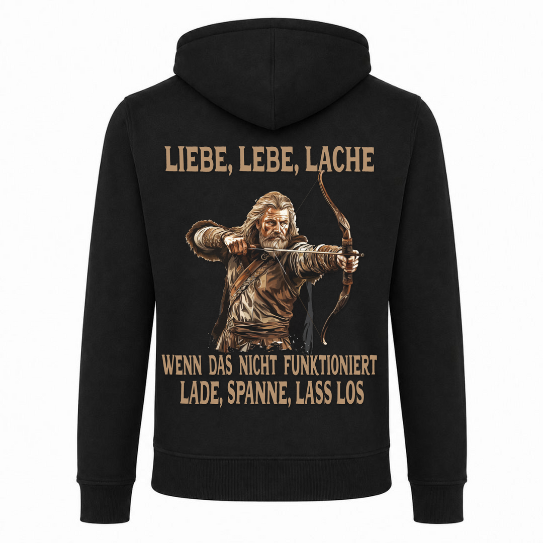 Liebe lebe Lache - Premium Hoodie Unisex Heavy Zip Hoody - schwarz