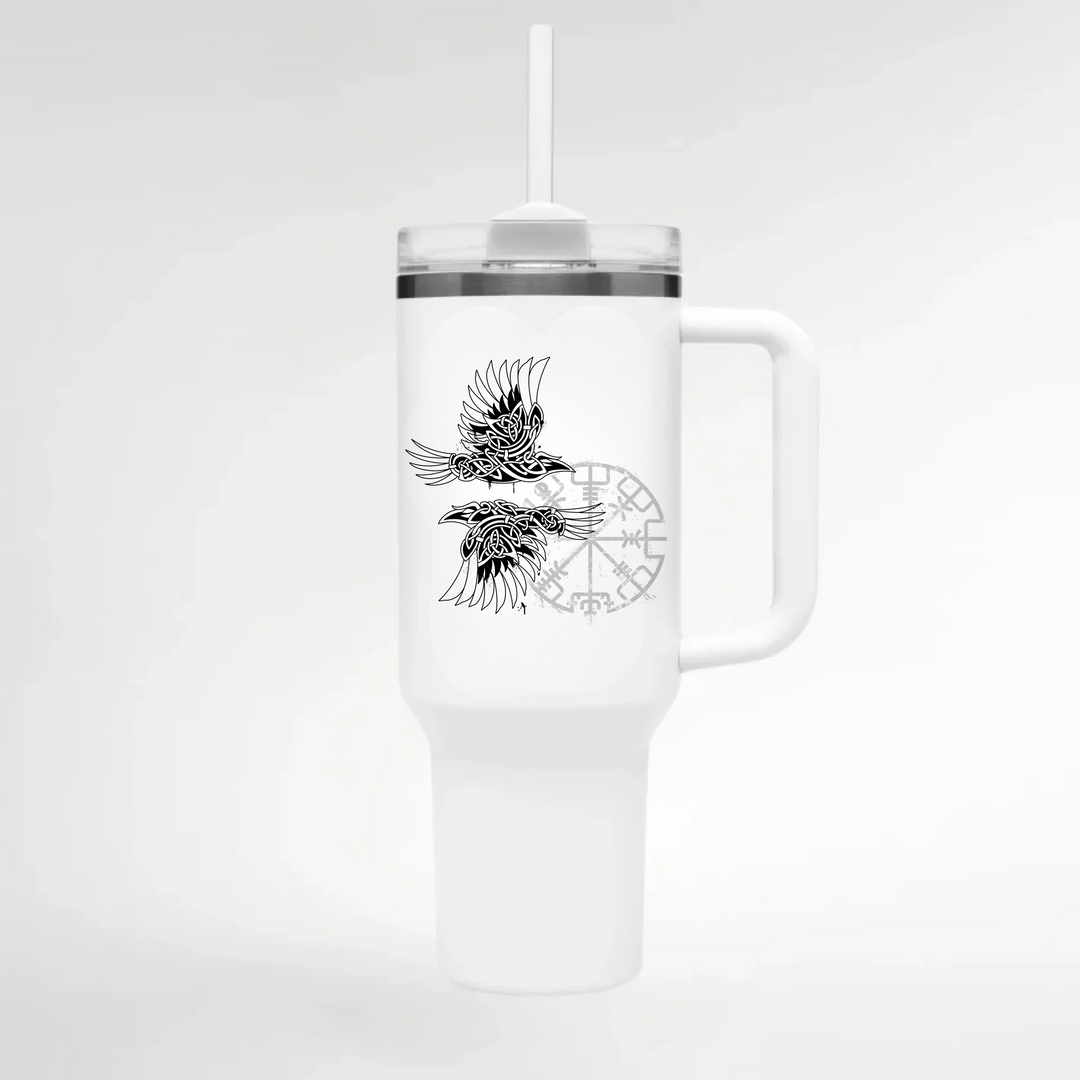 Munin & Hugin - Keramiktasse THERMO CUP - WEIß - Weiß