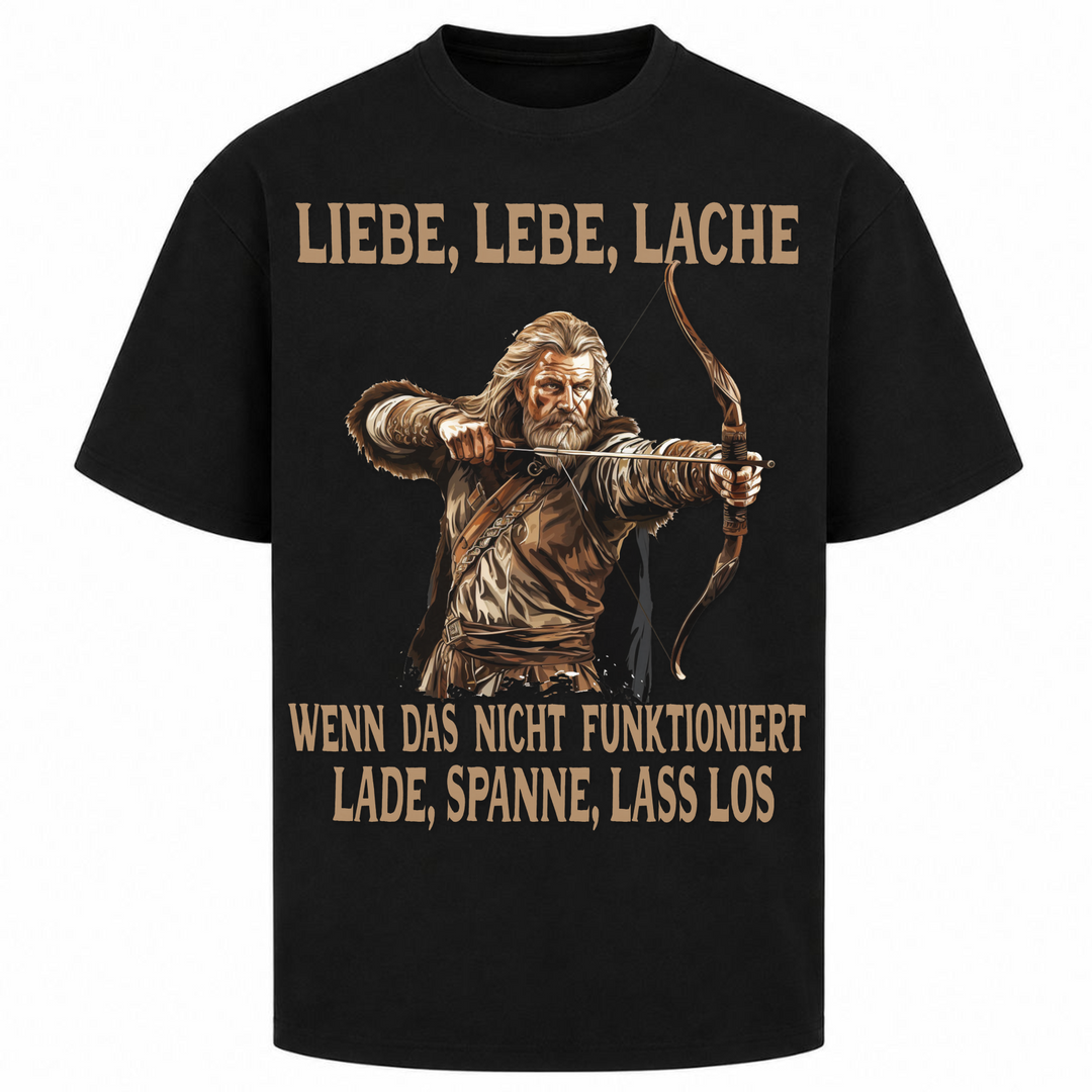 Liebe, Lebe, Lache - Oversized Shirt - Schwarz