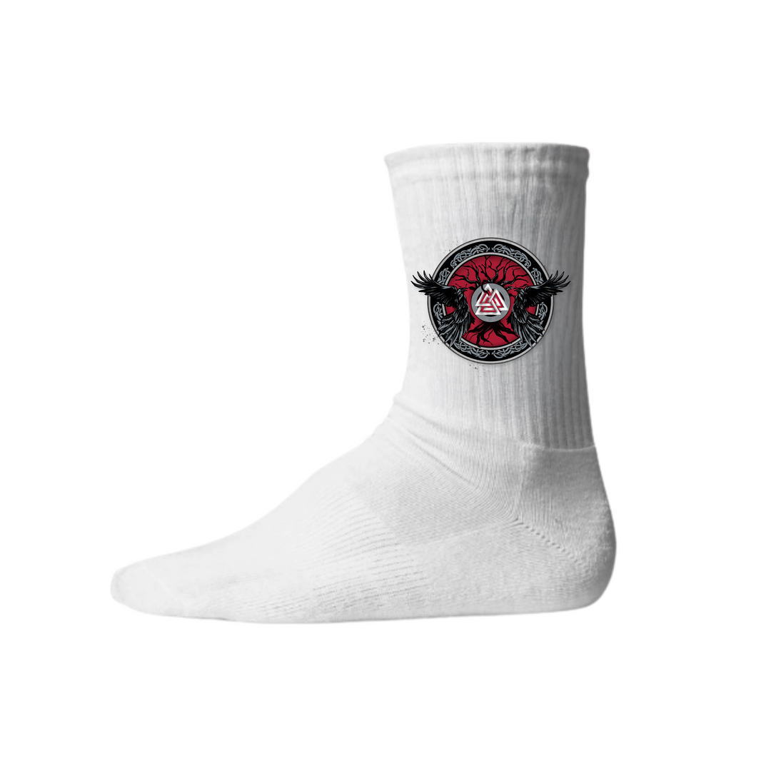 Raben Valknut - Keramiktasse Socken - Weiß