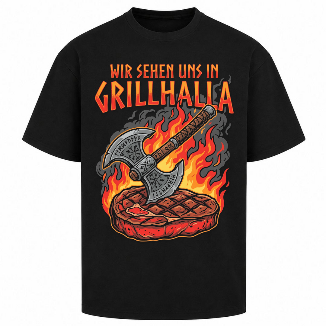 Wir sehen uns in Grillhalla - Oversized Shirt - Schwarz