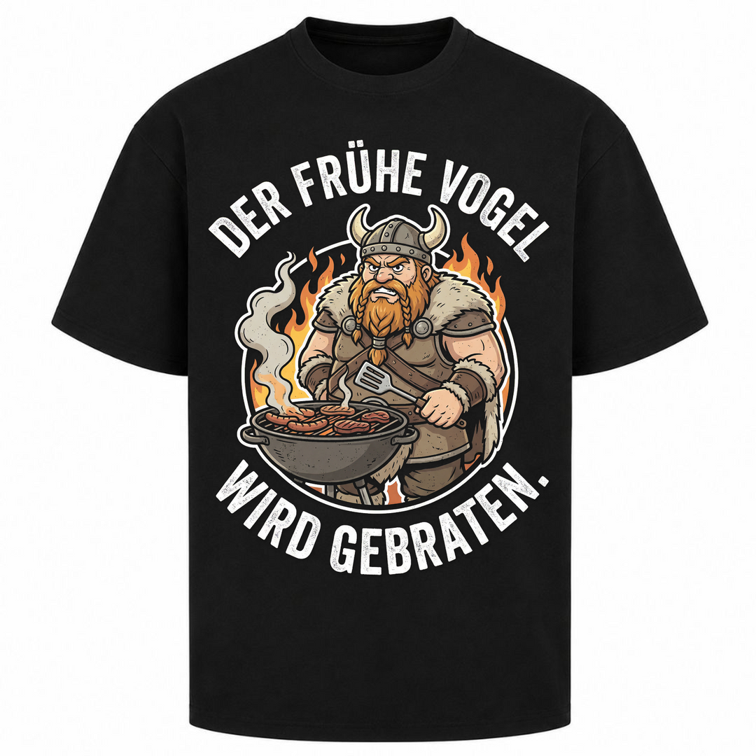 Der frühe Vogel - Oversized Shirt - Schwarz