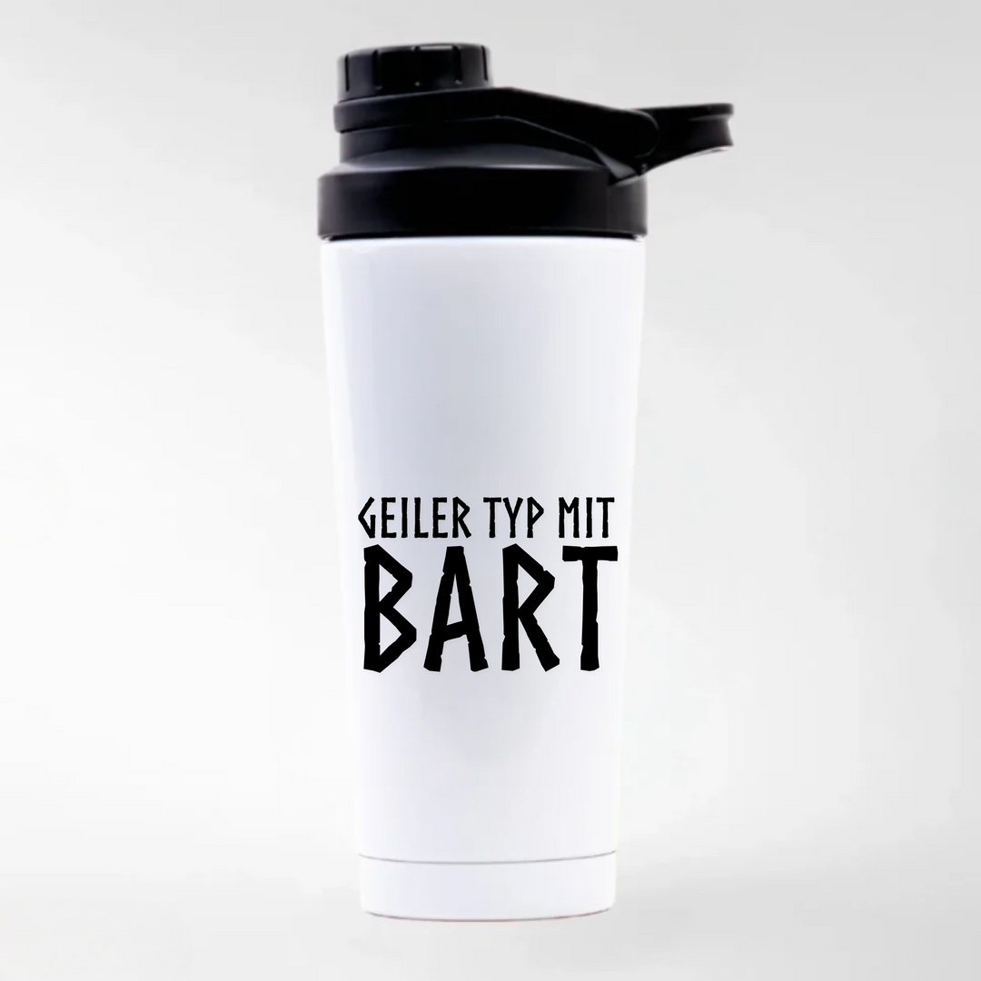 Geiler Typ mit Bart - Keramiktasse EDELSTAHL SHAKER - weiß mit Sublimationsdruck - Weiß