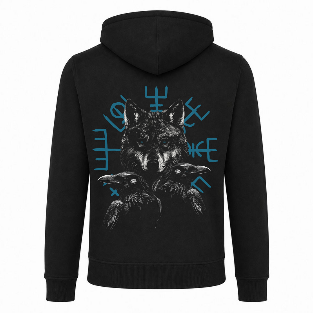Wolf Raben - Premium Hoodie Unisex Heavy Zip Hoody - schwarz