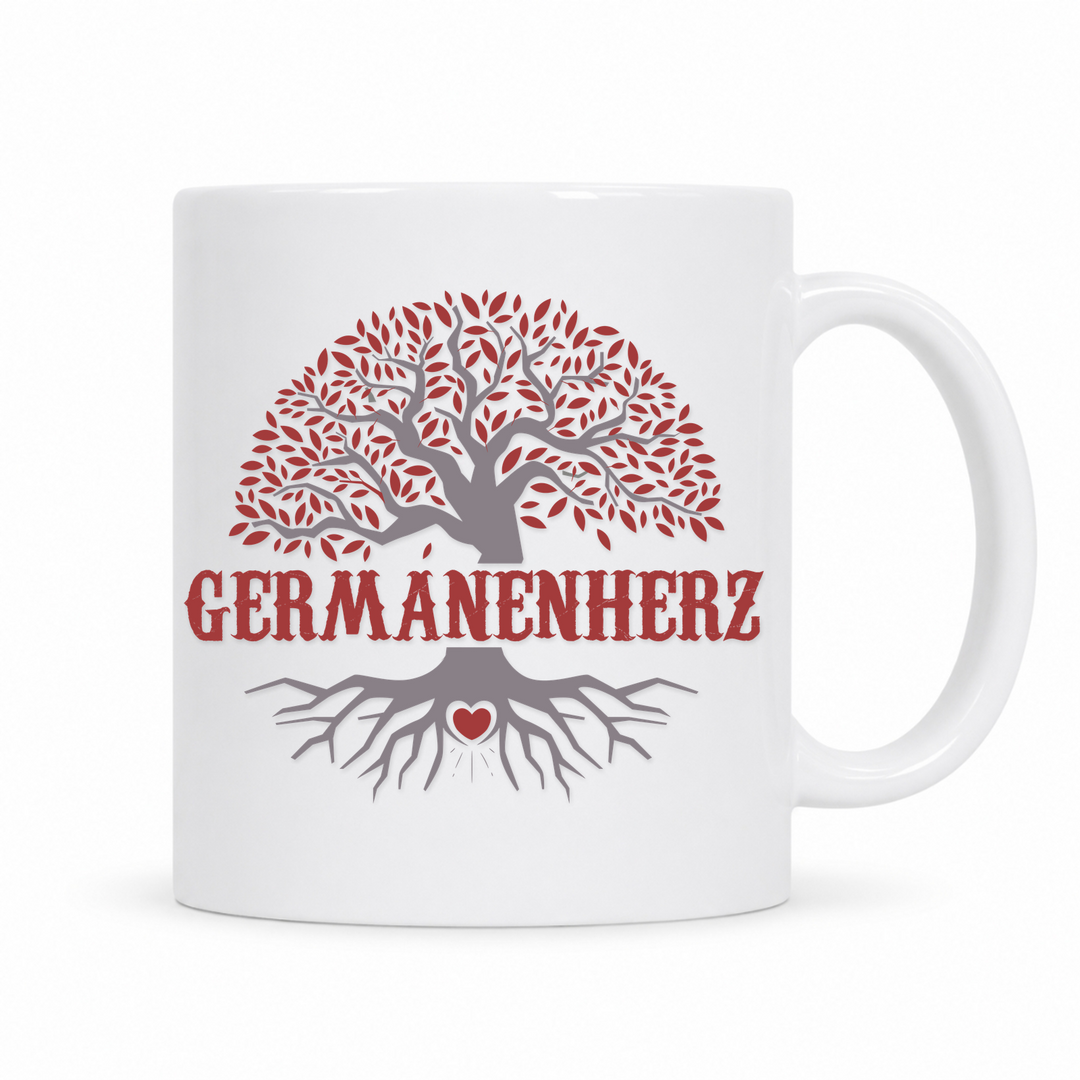 Germanenherz - Keramiktasse - weiß