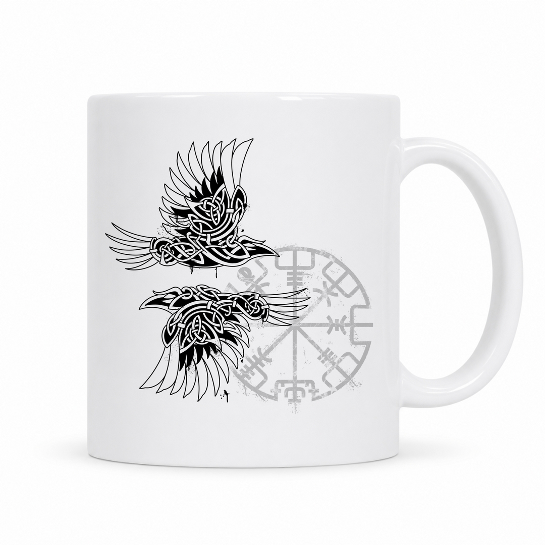 Munin & Hugin - Keramiktasse - weiß