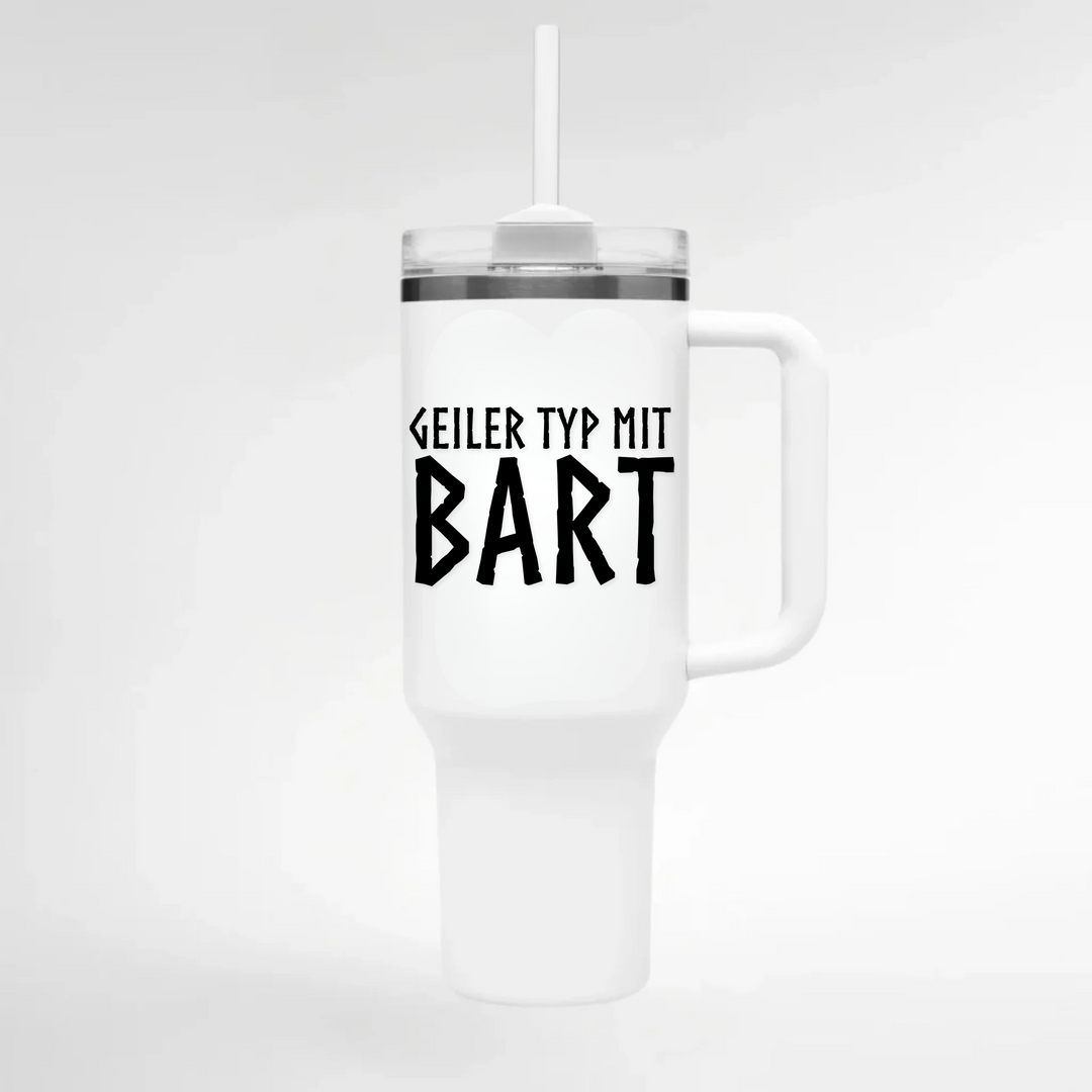 Geiler Typ mit Bart - Keramiktasse THERMO CUP - WEIß - Weiß