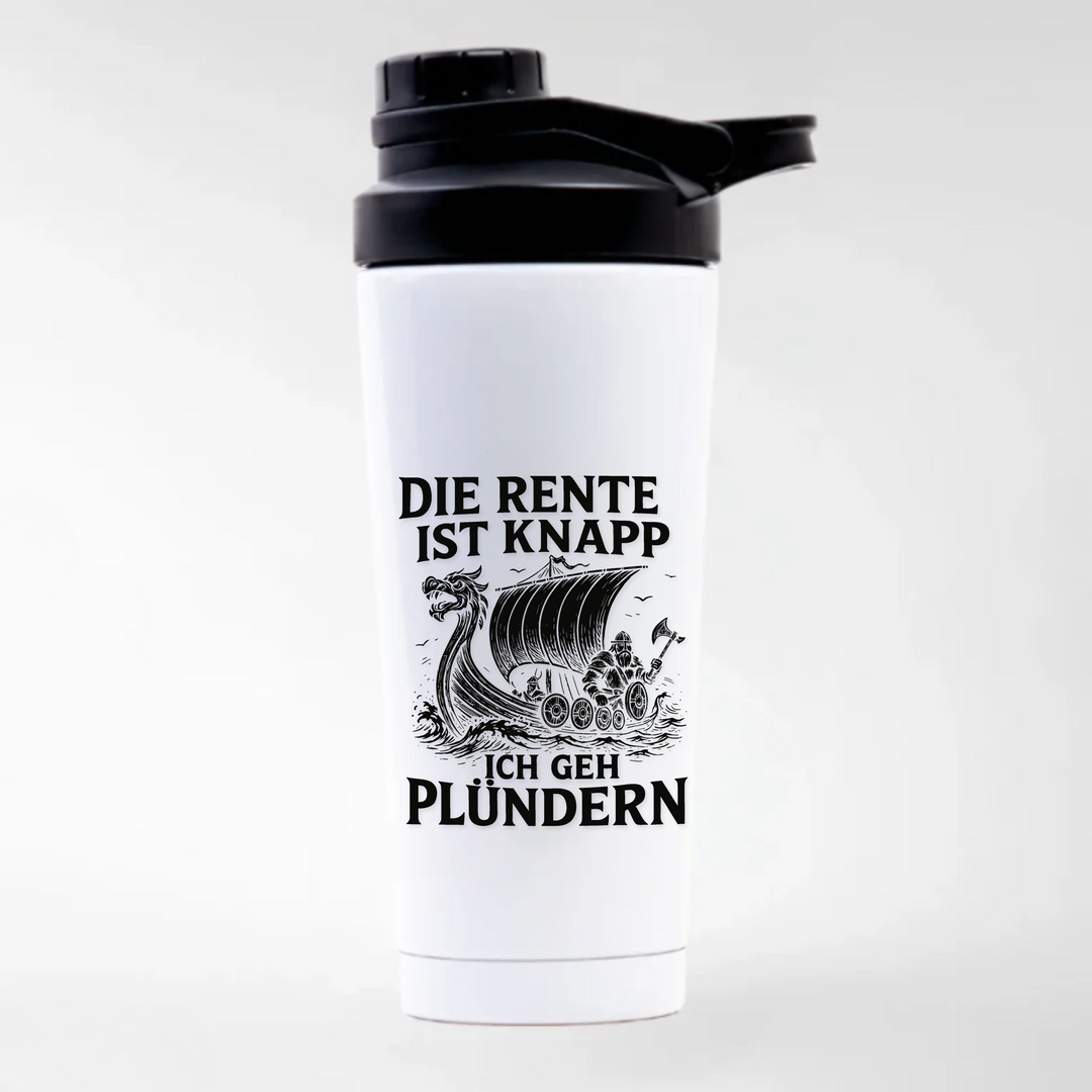Die Rente ist Knapp - Keramiktasse EDELSTAHL SHAKER - weiß mit Sublimationsdruck - Weiß