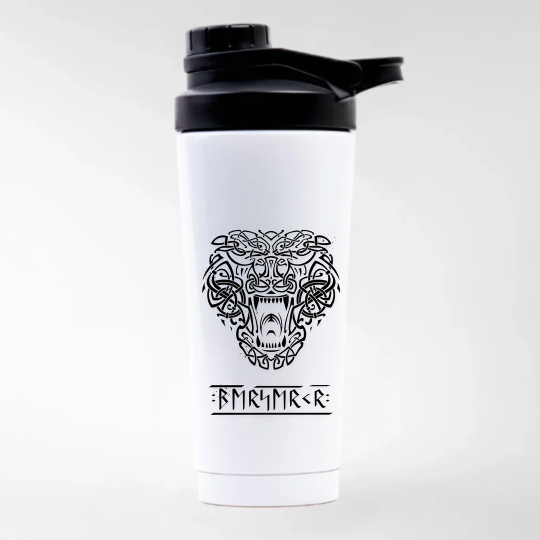 Bär Ragnarok - Keramiktasse EDELSTAHL SHAKER - weiß mit Sublimationsdruck - Weiß