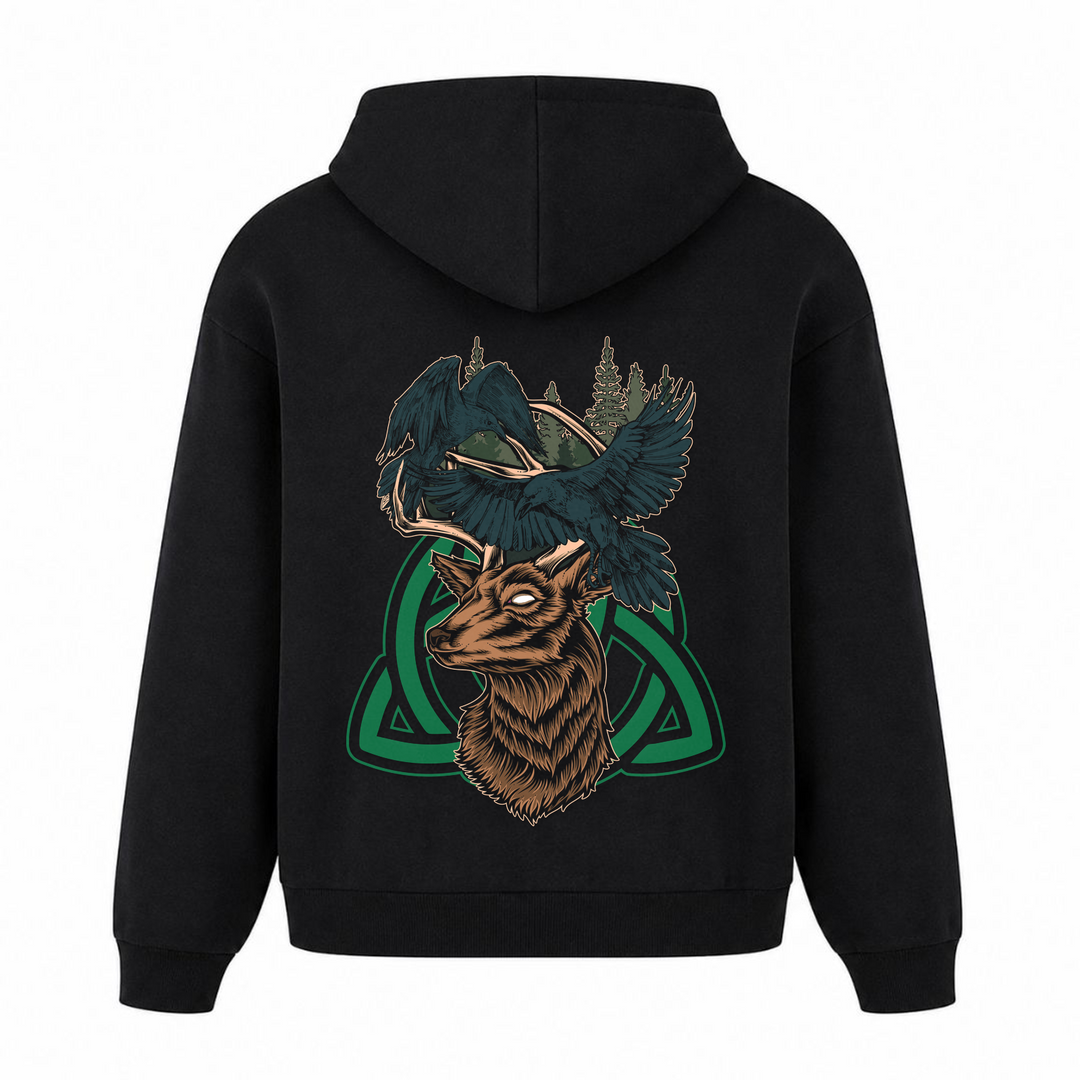 Hirsch Raben - Premium Hoodie Unisex Oversized Hoodie - Schwarz