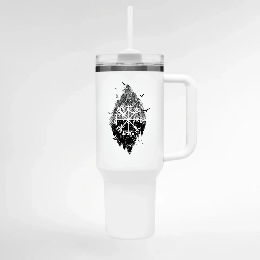 Wikingerkompass - Keramiktasse THERMO CUP - WEIß - Weiß
