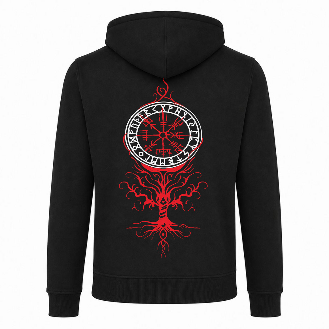 Vegvisir Yggdrasil – Wikinger Zip-Hoodie von Nordjarl – Rückseite