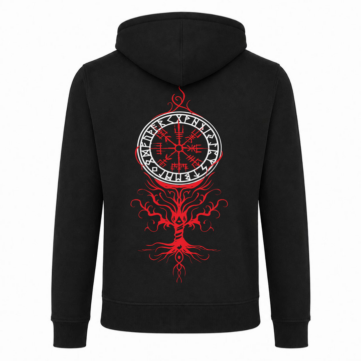 Vegvisir Yggdrasil – Wikinger Zip-Hoodie von Nordjarl – Rückseite