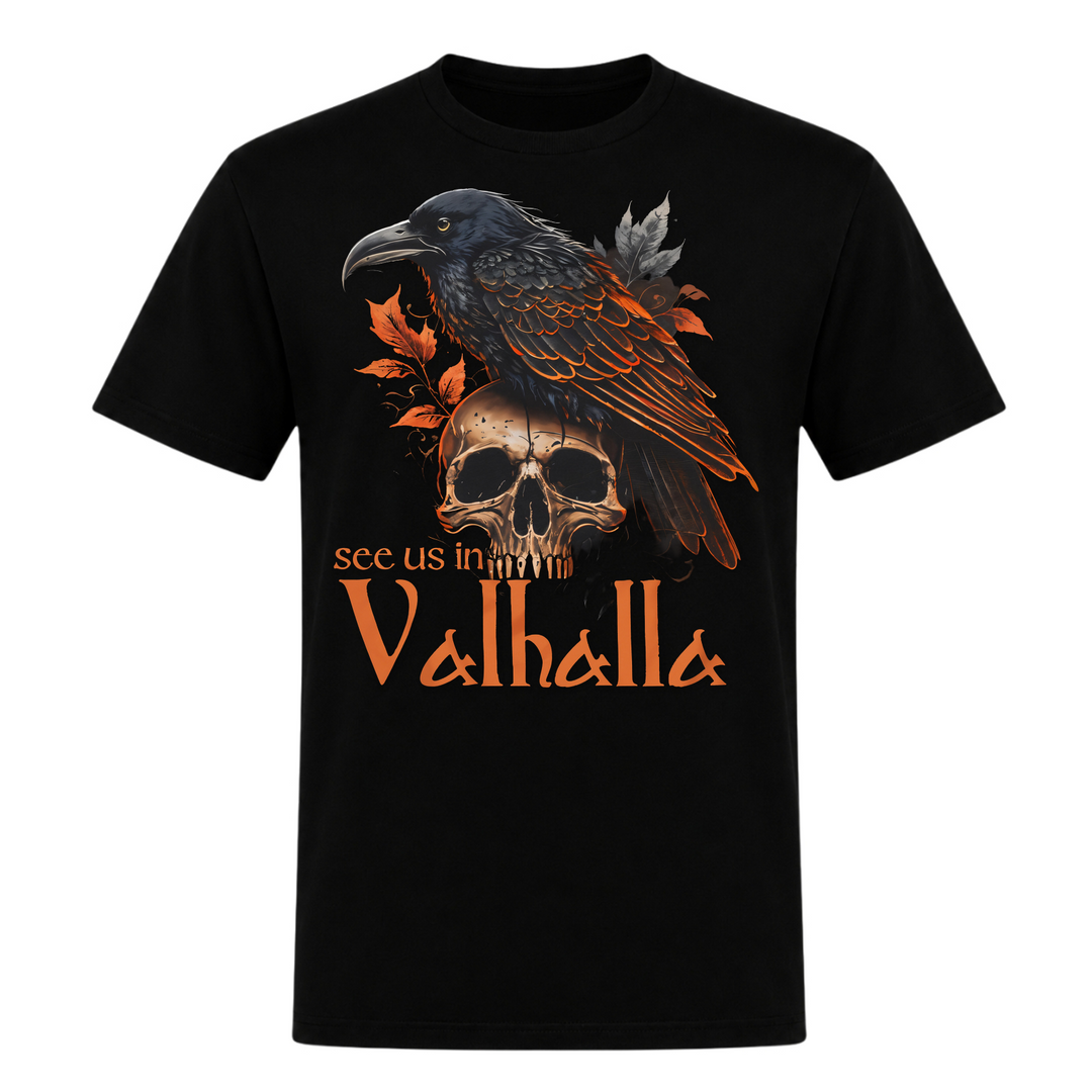 See us in Valhalla Rabe – Wikinger T-Shirt von Nordjarl