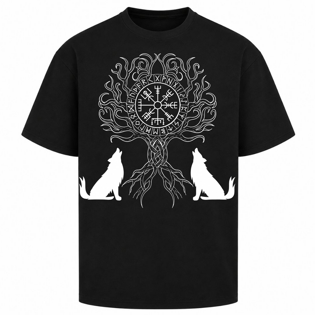 Wölfe Yggdrasil - Oversized Shirt - Schwarz