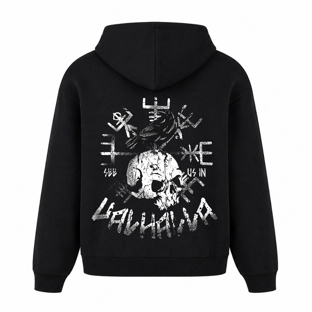 See us in Valhalla - Premium Hoodie Unisex Oversized Hoodie - Schwarz
