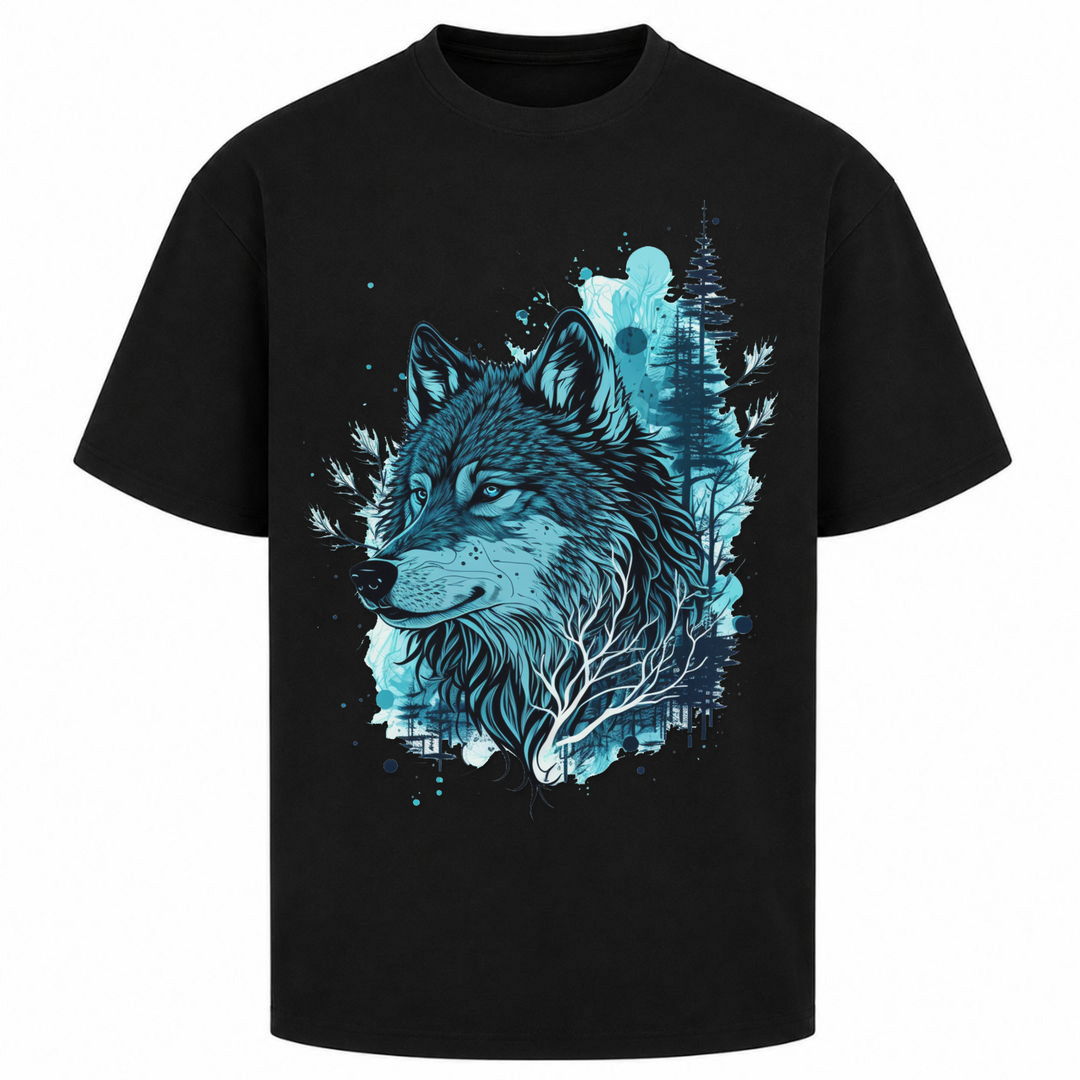 Blue Wolf - Oversized Shirt - Schwarz