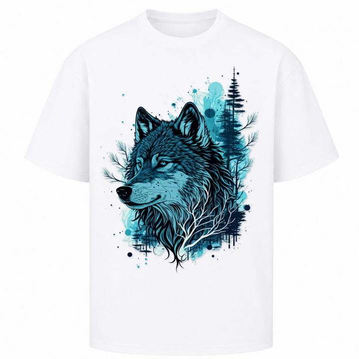 Blue Wolf - Oversized Shirt - Weiß