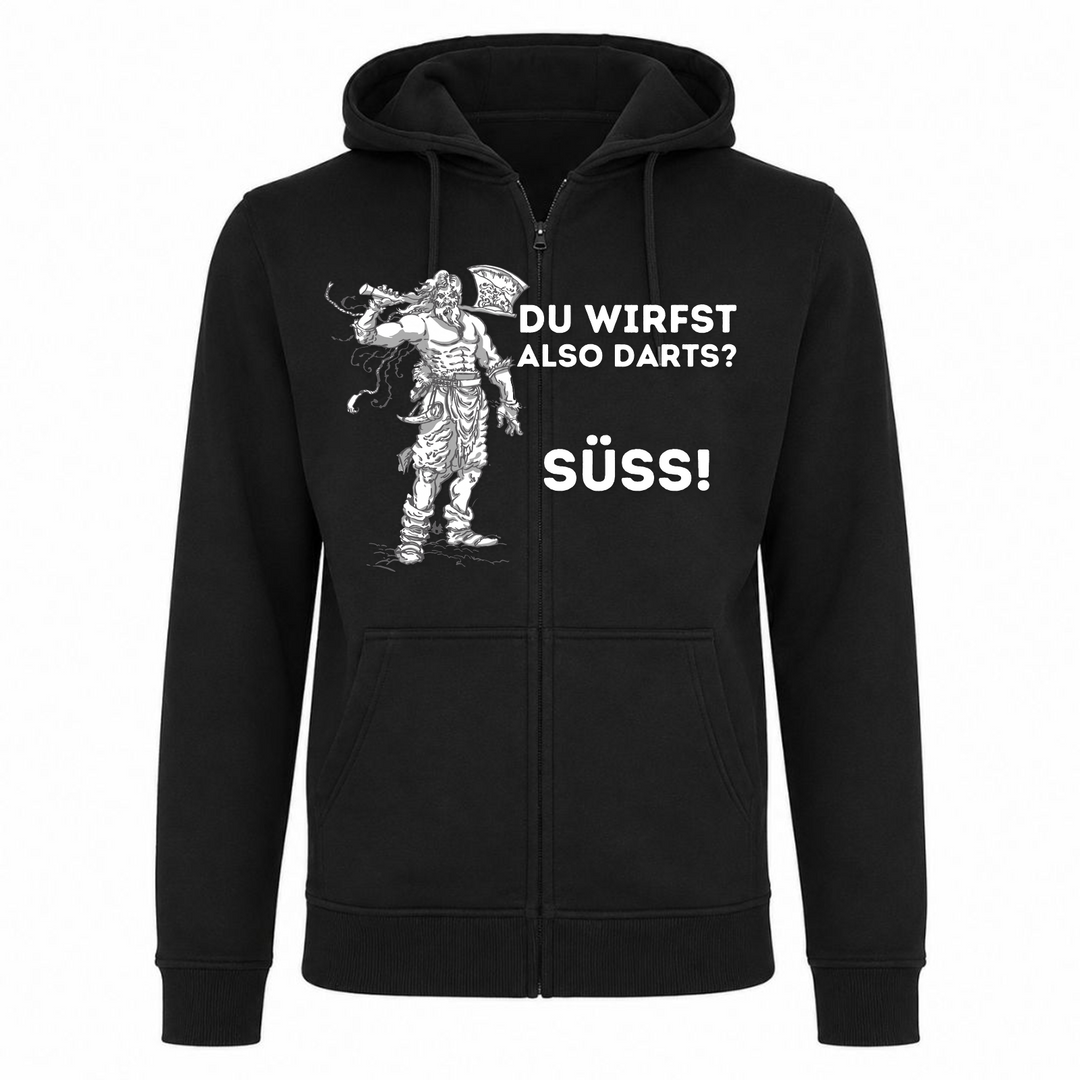 Du wirfst also Darts? - Premium Hoodie Unisex Heavy Zip Hoody - schwarz