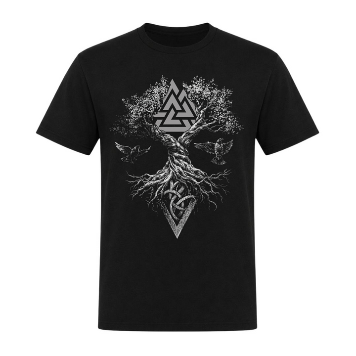 Valknut Yggdrasil - Unisex T-Shirt - schwarz