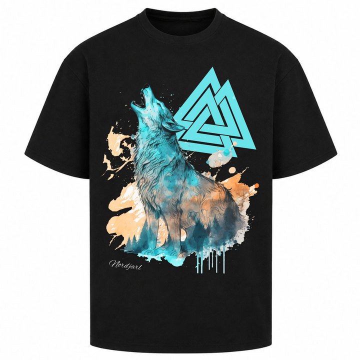 Wolf Valknut - Oversized Shirt - Schwarz