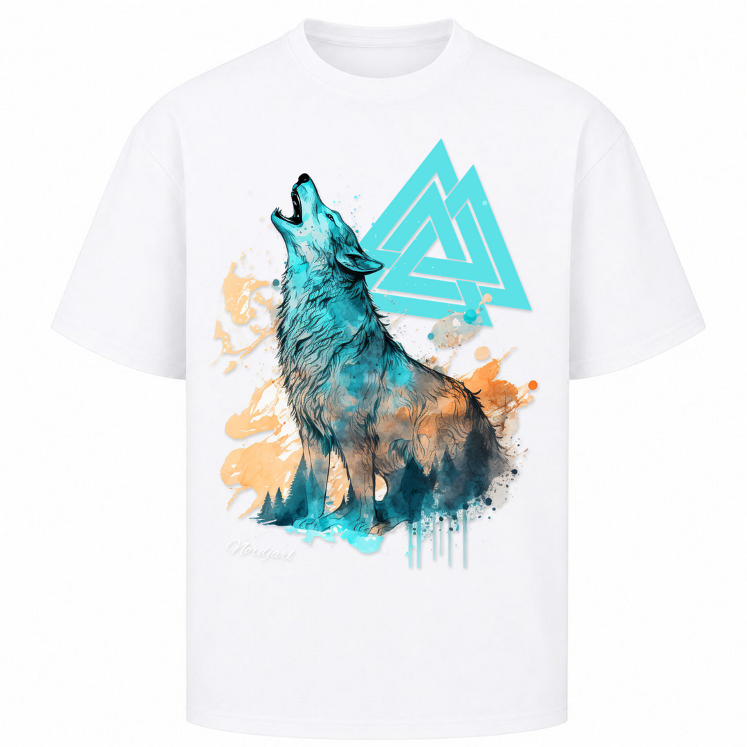 Wolf Valknut - Oversized Shirt - Weiß
