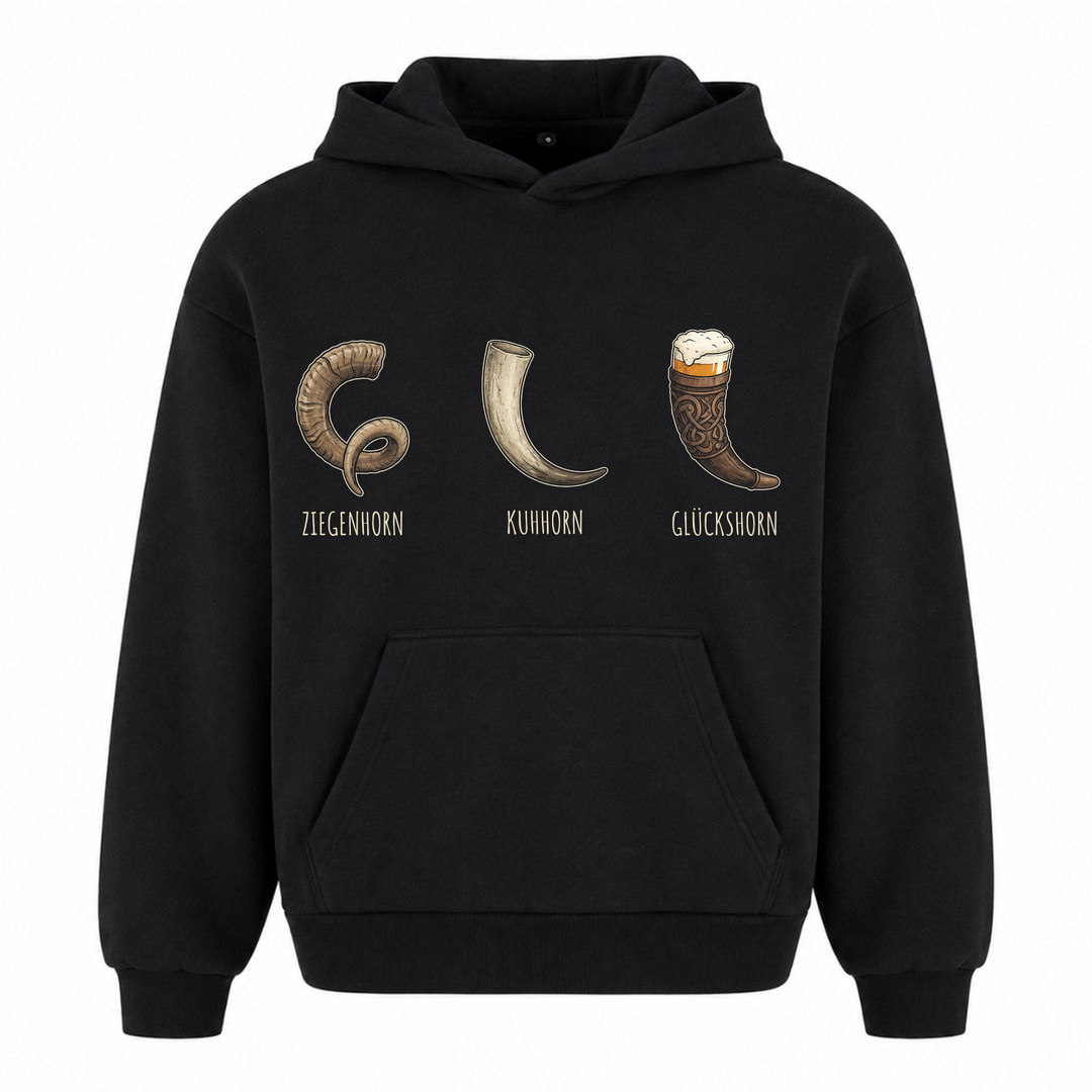 Glückshorn - Premium Hoodie Unisex Oversized Hoodie - Schwarz