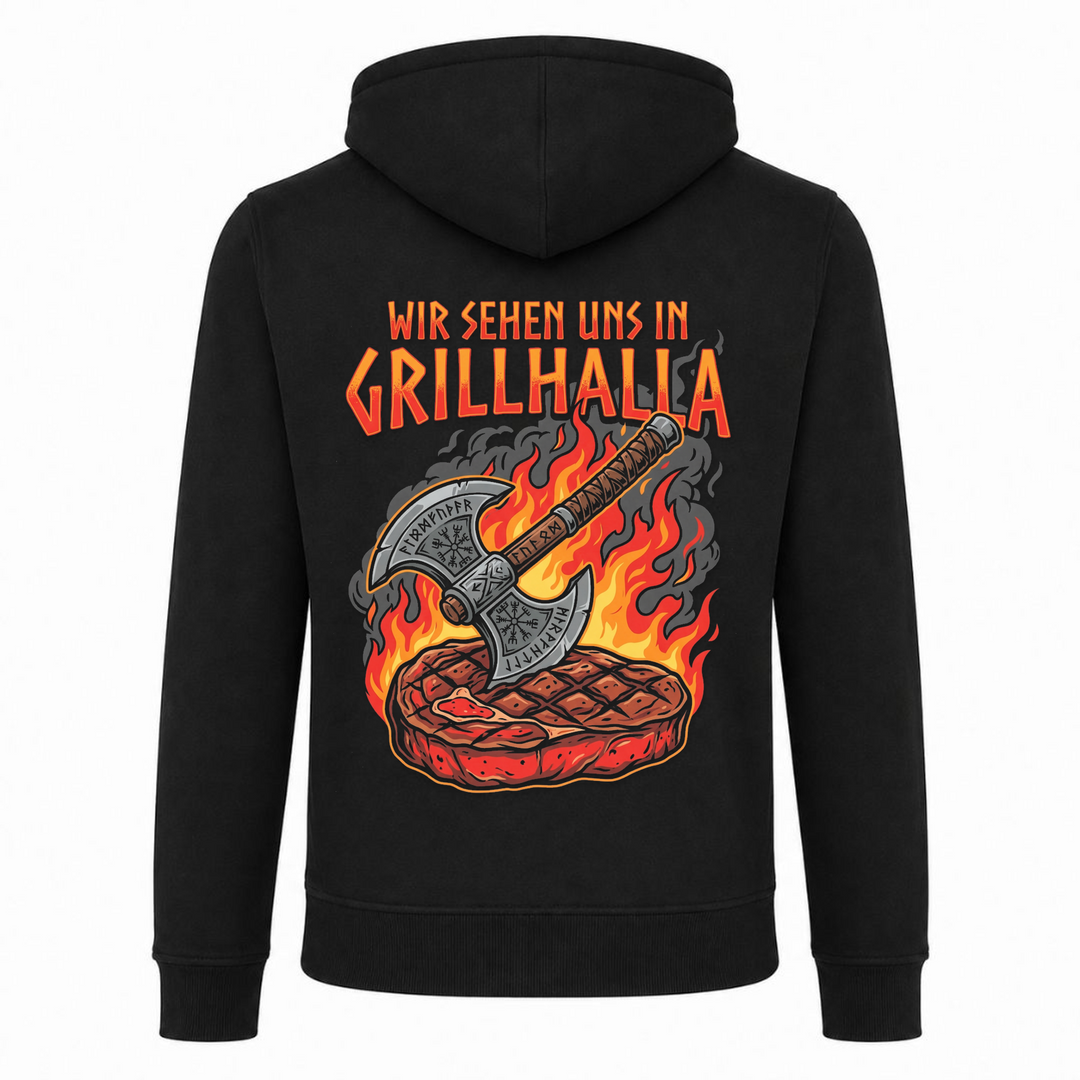 Wir sehen und in Grillhalla - Premium Hoodie Unisex Heavy Zip Hoody - schwarz