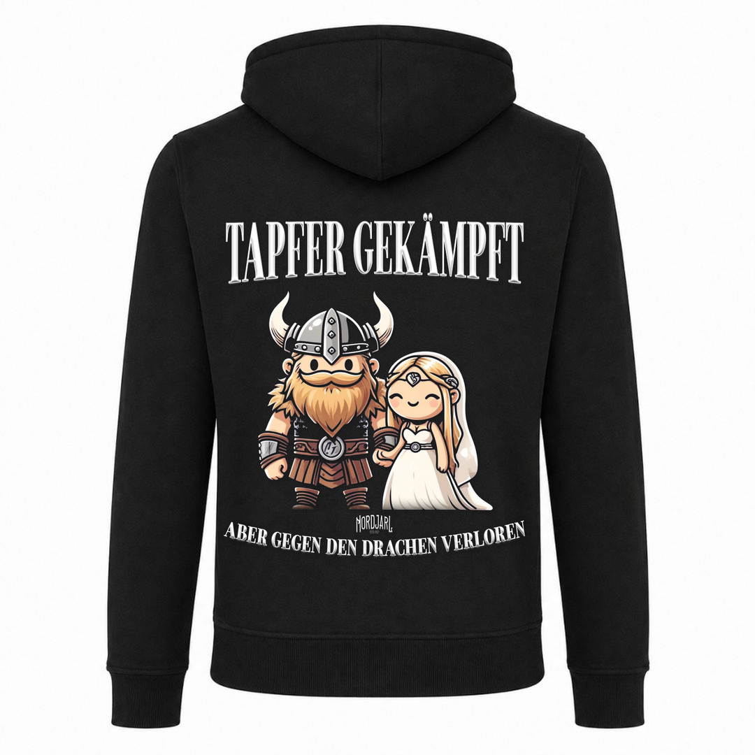 Tapfer Gekämpft - Premium Hoodie Unisex Heavy Zip Hoody - schwarz - Rueckseite