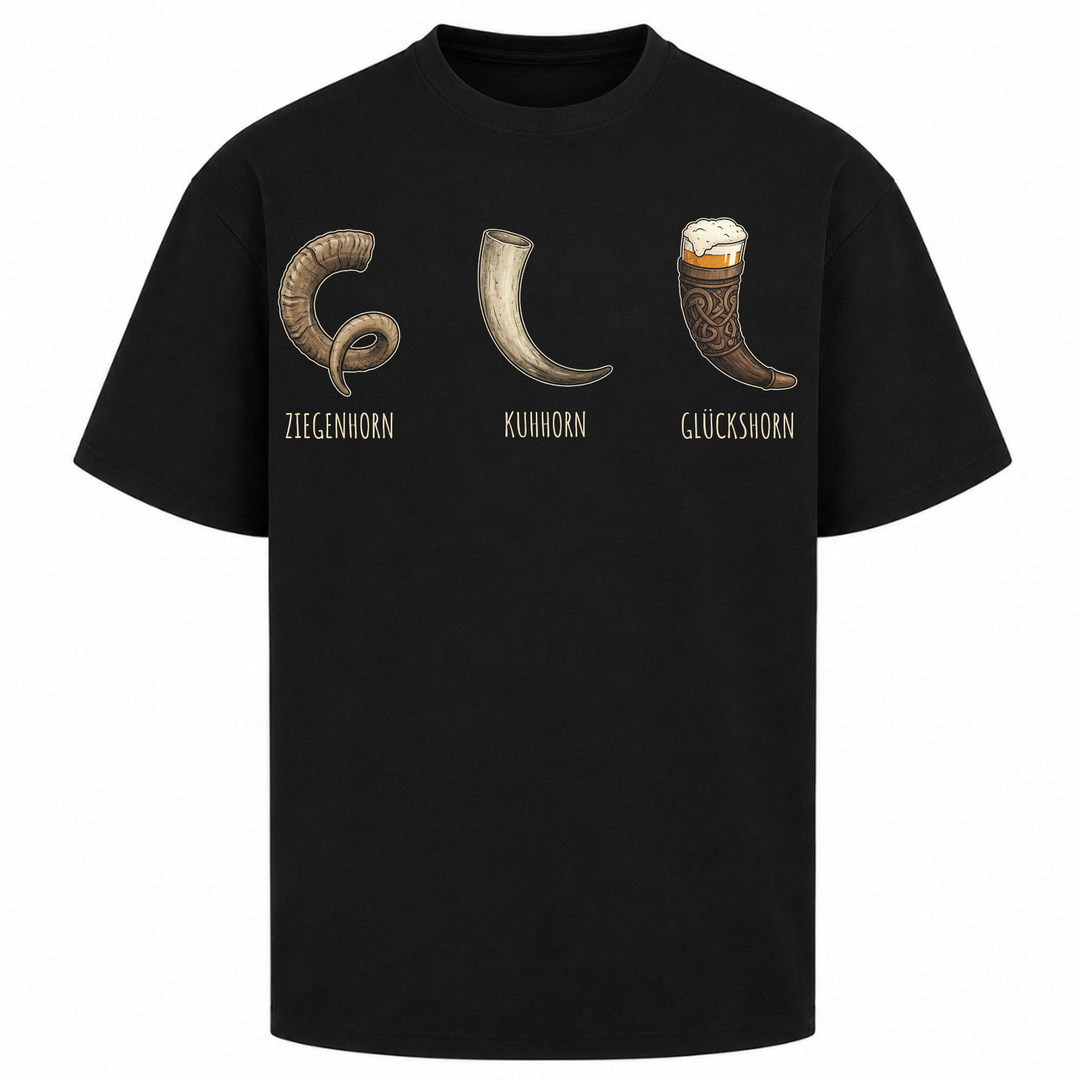 Glückshorn - Oversized Shirt - Schwarz
