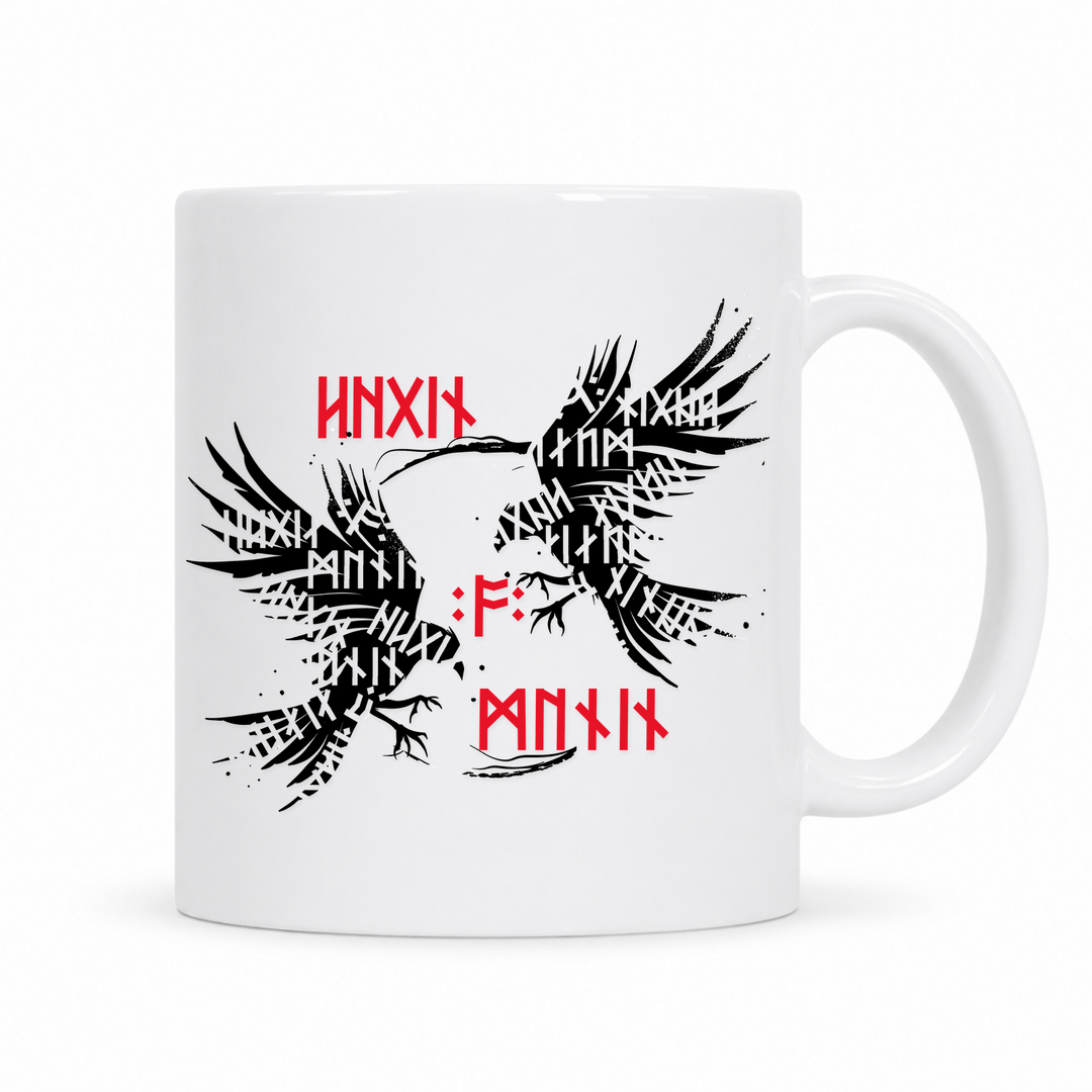 Munin & Hugin - Keramiktasse - weiß