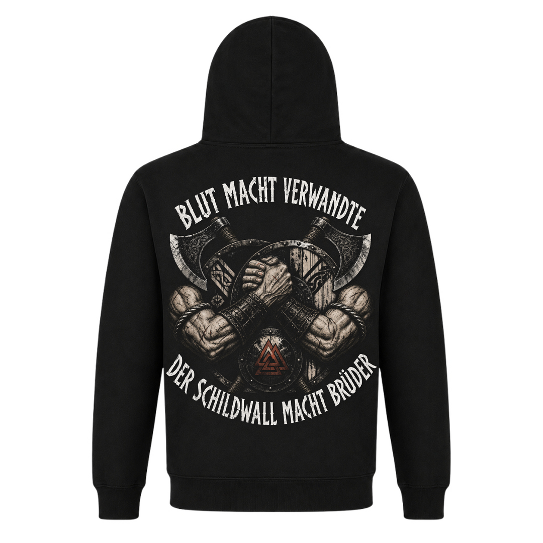 Schildwall Brüder – Wikinger Hoodie von Nordjarl – Rückseite