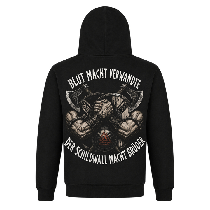 Schildwall Brüder – Wikinger Hoodie von Nordjarl – Rückseite