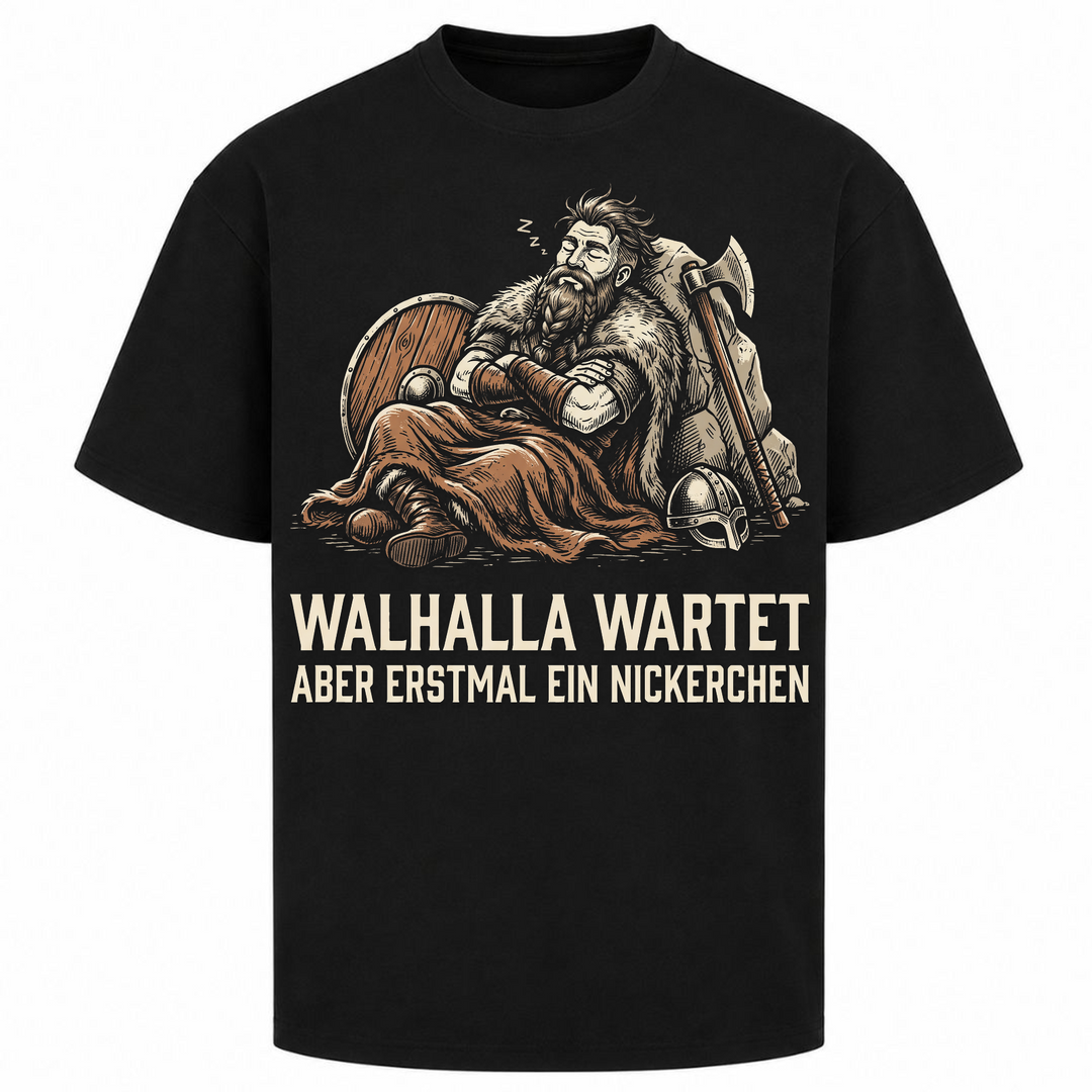 Walhalla Wartet - Oversized Shirt - Schwarz