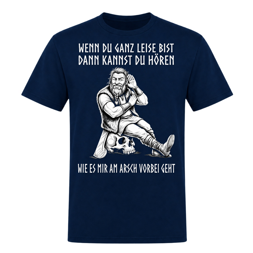 Wenn du ganz leise bist – Wikinger T-Shirt von Nordjarl – Marineblau