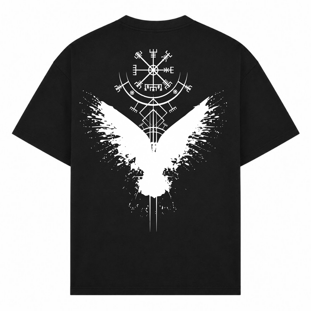 Rabe Wikingerkompass - Oversized Shirt - Schwarz