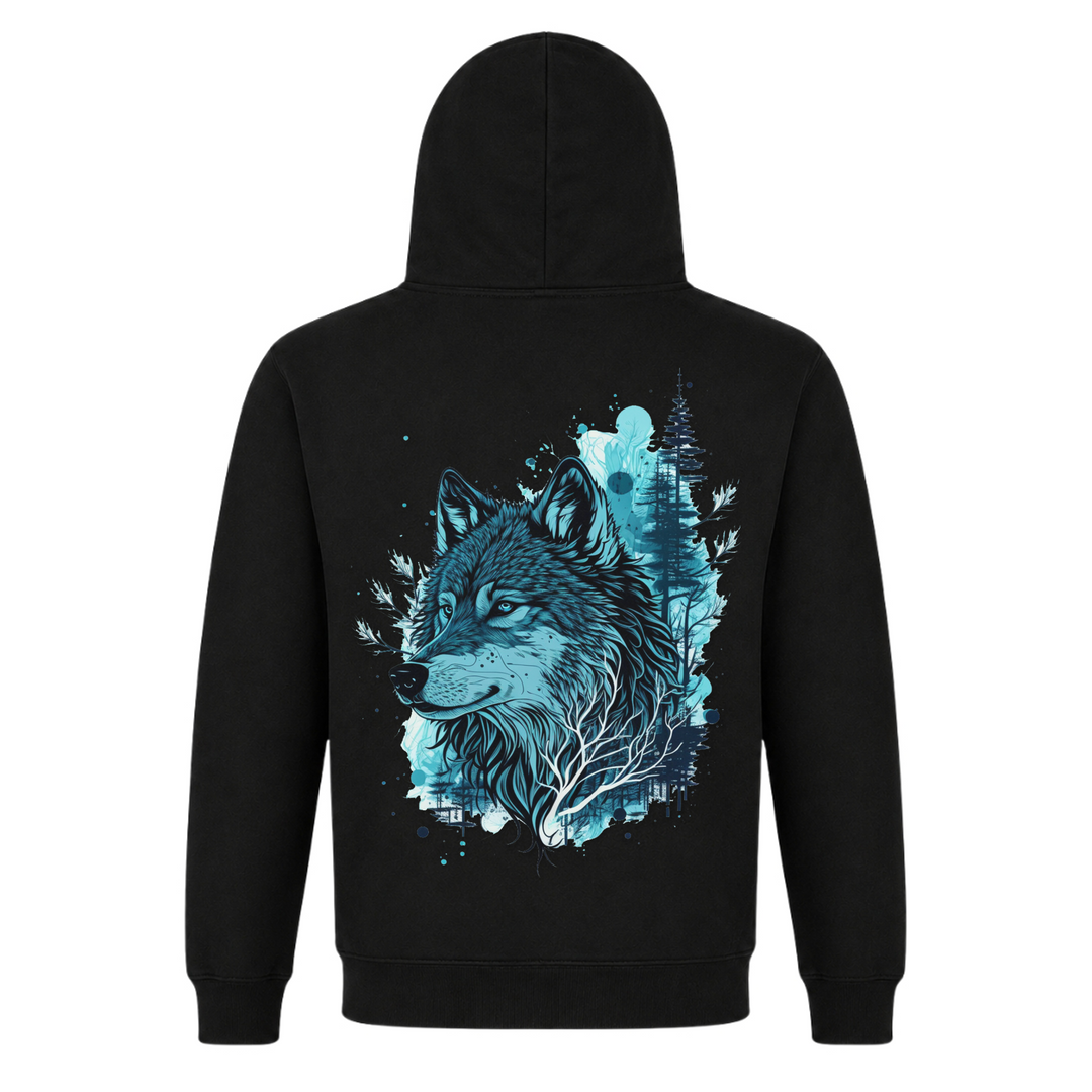 Blue Wolf - Premium Hoodie Unisex - Black